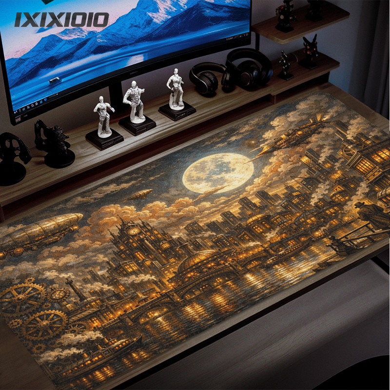 Retro Gaming Xl - Retro Moonlight City Mouse Pad Gaming