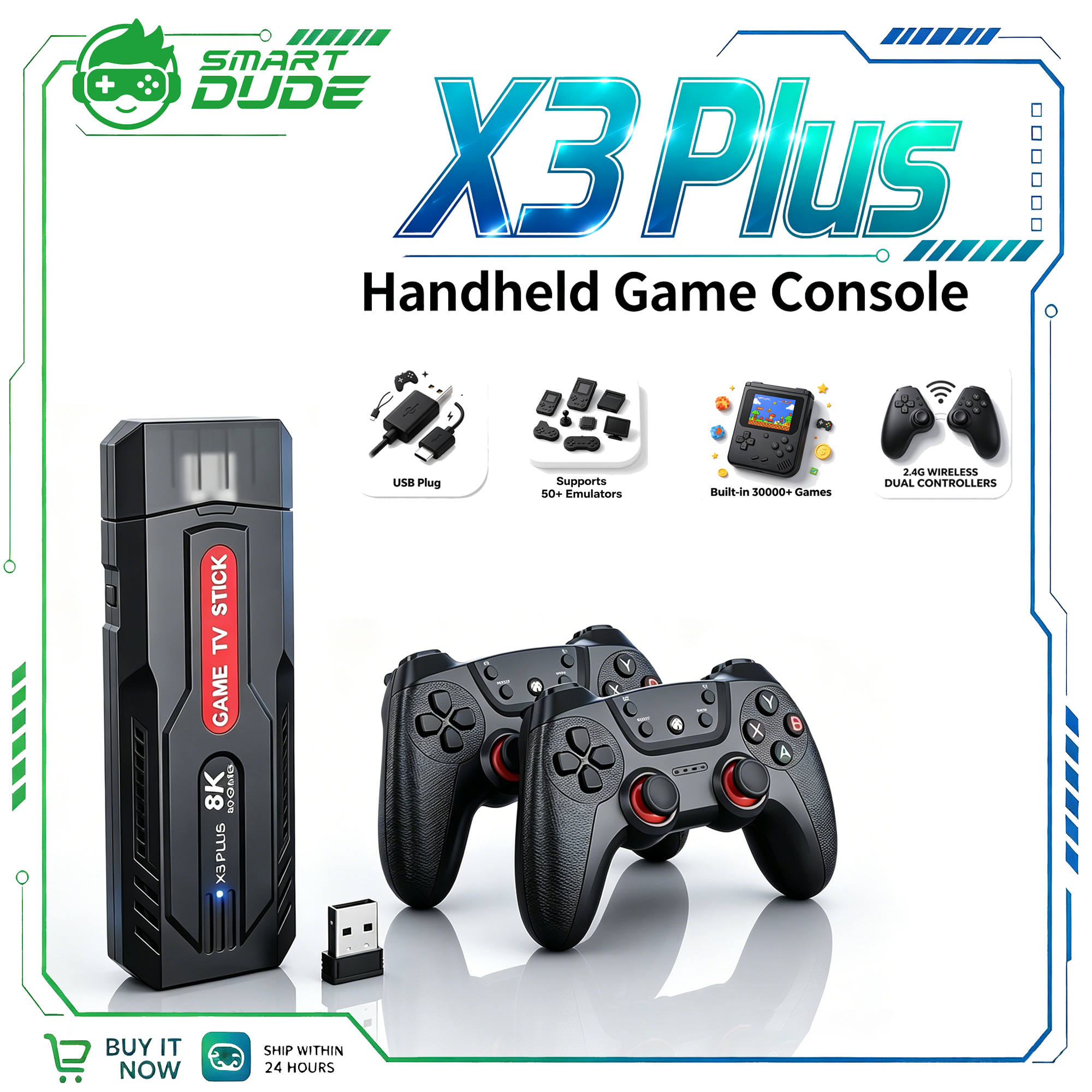 Retro Gaming Stick - SMARTDUDE X3 Plus 4K Ultra HD
